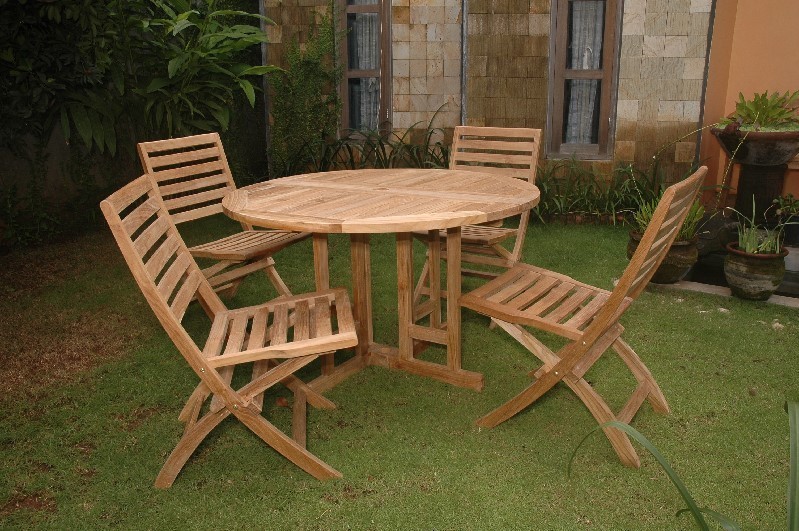 ANDERSON TEAK SET-35 ANDREW 5 PIECES BUTTERFLY FOLDING DINING SET
