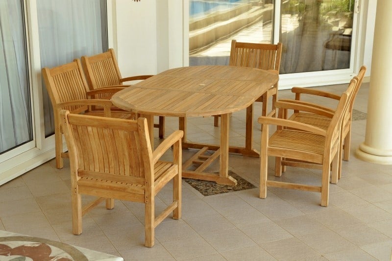 ANDERSON TEAK SET-86 BAHAMA SAHARA 7 PIECES ARMCHAIR OVAL DINING SET