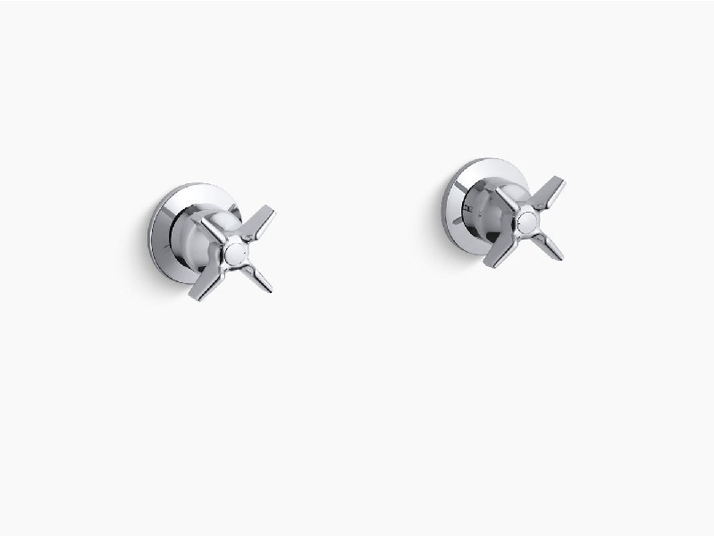 KOHLER K-T7744-3-CP TRITON 2 1/2 INCH WALL MOUNT VALVE TRIM WITH CROSS HANDLES, REQUIRES VALVE - POLISHED CHROME