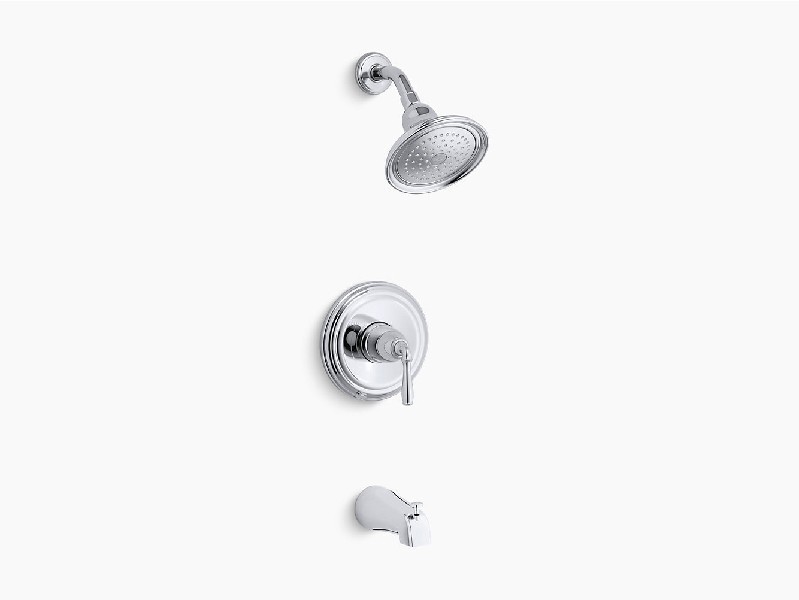 KOHLER K-TS395-4 DEVONSHIRE RITE-TEMP 2.5 GPM BATH AND SHOWER VALVE TRIM WITH LEVER HANDLE AND SPOUT