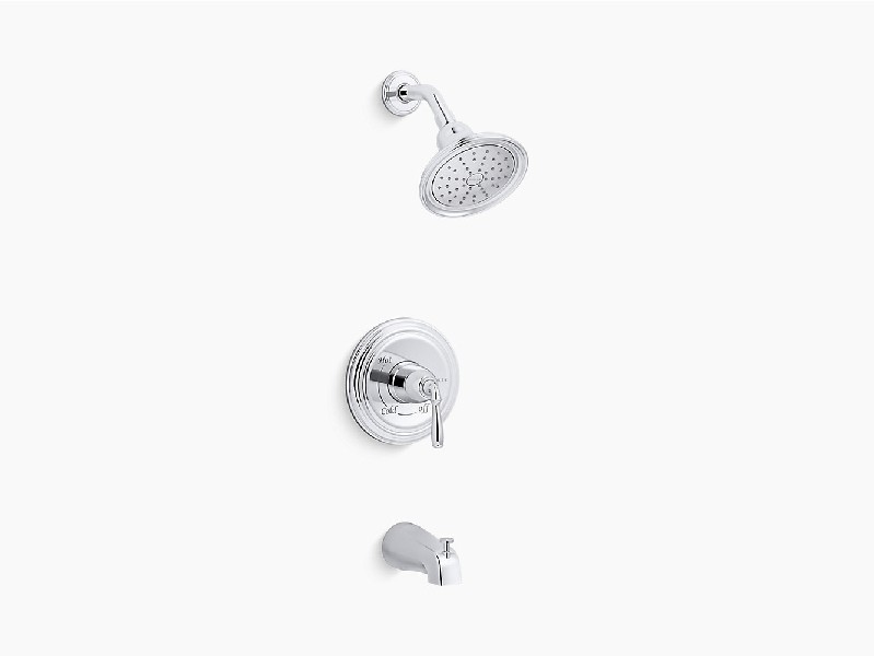 KOHLER K-TS395-4S DEVONSHIRE RITE-TEMP 2.5 GPM BATH AND SHOWER VALVE TRIM WITH LEVER HANDLE AND SPOUT