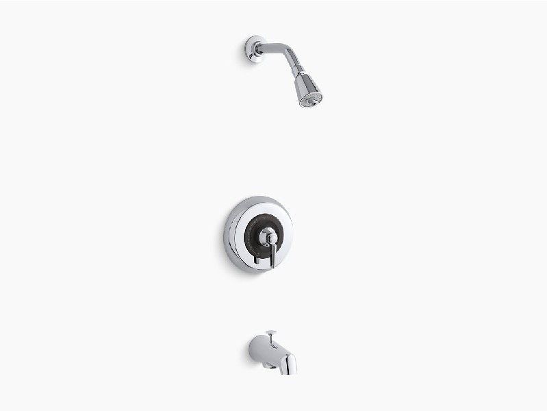 KOHLER K-TS6908-4A-CP TRITON RITE-TEMP 2.5 GPM BATH AND SHOWER VALVE TRIM WITH LEVER HANDLE AND SPOUT - POLISHED CHROME