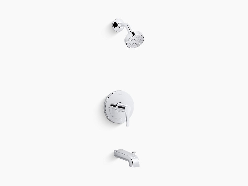 KOHLER K-TS97074-4 PITCH RITE-TEMP 1.75 GPM BATH AND SHOWER VALVE TRIM WITH LEVER HANDLE AND SPOUT