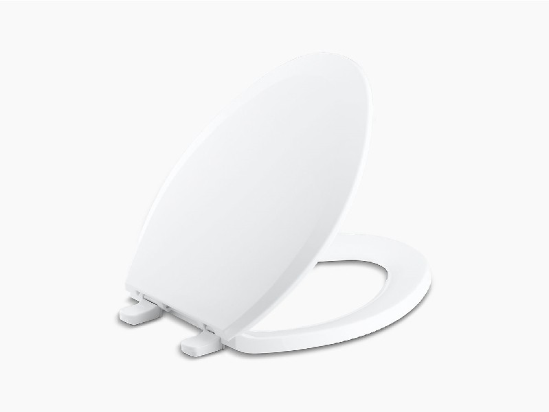 KOHLER K-4652-A-0 LUSTRA QUICK-RELEASE 14 1/4 INCH ELONGATED TOILET SEAT WITH ANTI-MICROBIAL AGENT - WHITE