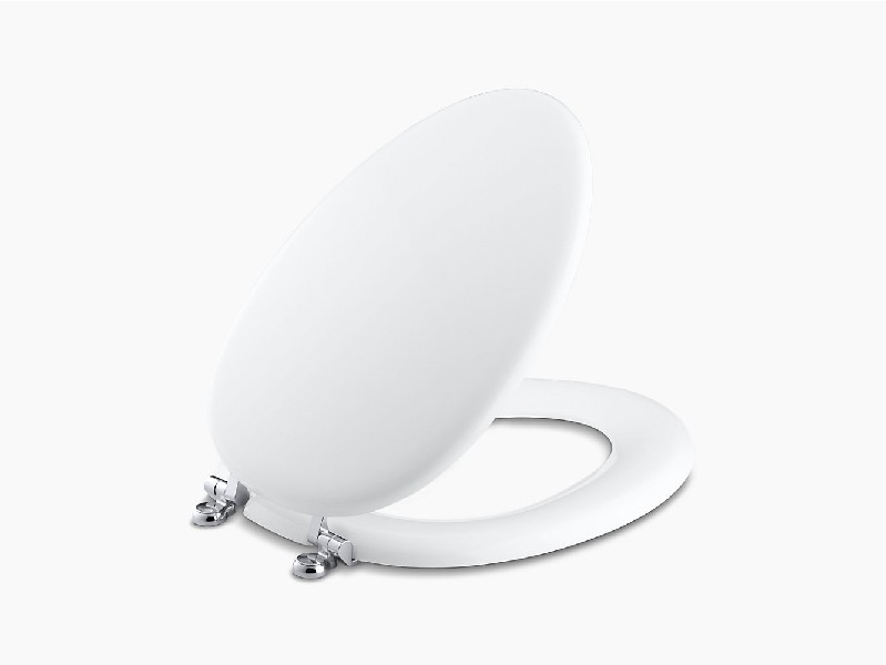 KOHLER K-4701-CP KATHRYN 14 5/8 INCH ELONGATED TOILET SEAT WITH POLISHED CHROME HINGES