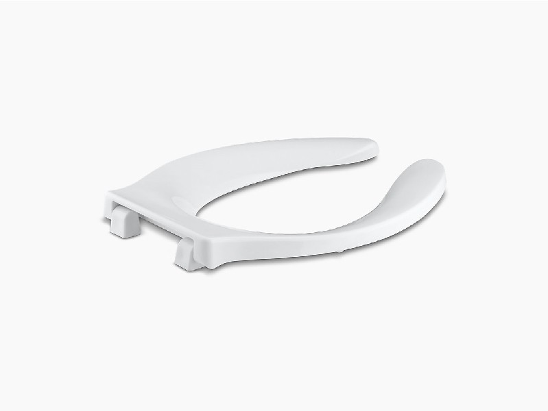 KOHLER K-4731-SA-0 STRONGHOLD 14 1/4 INCH ELONGATED TOILET SEAT WITH INTEGRATED HANDLE, SELF-SUSTAINING CHECK HINGE AND ANTI-MICROBIAL AGENT - WHITE