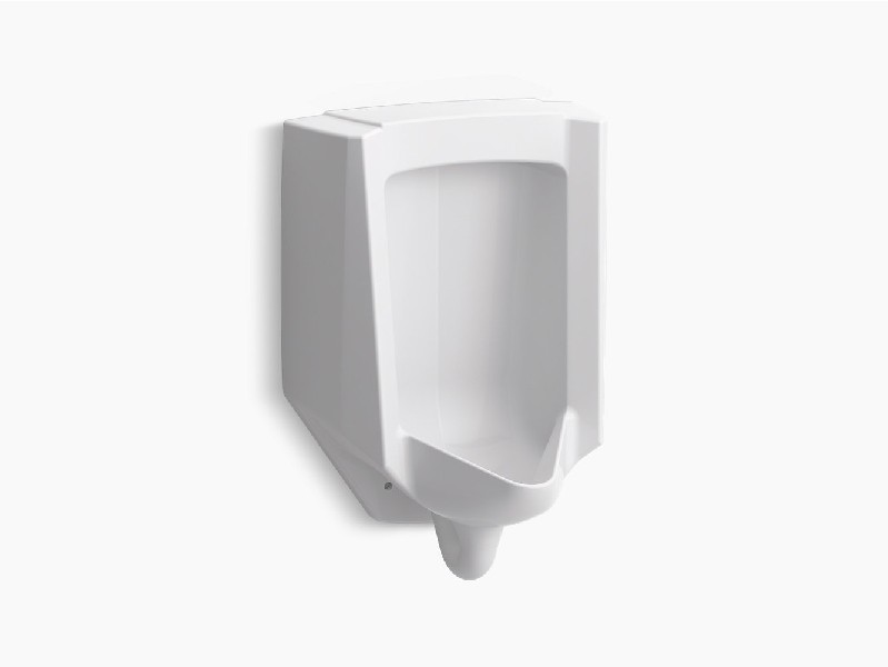 KOHLER K-4991-ERSS-0 BARDON 18 INCH HIGH-EFFICIENCY WASHDOWN URINAL WITH REAR SPUD AND ANTIMICROBIAL - WHITE