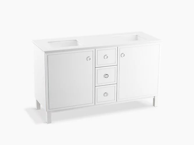 KOHLER K-99511-LG JACQUARD 60 INCH TWO DOORS AND THREE DRAWERS BATHROOM VANITY CABINET WITH FURNITURE LEGS