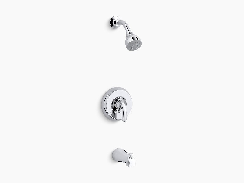 KOHLER K-PS15601-4S-CP CORALAIS 2.5 GPM RITE-TEMP BATH AND SHOWER VALVE TRIM WITH LEVER HANDLE, SLIP-FIT SPOUT AND SHOWER HEAD - POLISHED CHROME