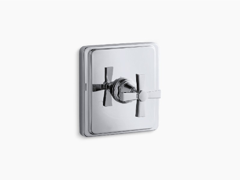 KOHLER K-T13173-3A PINSTRIPE 6 3/4 INCH THERMOSTATIC VALVE TRIM WITH CROSS HANDLE