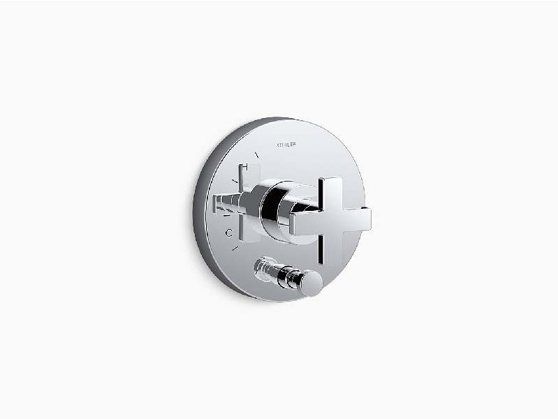 KOHLER K-T73117-3 COMPOSED 6 3/8 INCH VALVE TRIM WITH DIVERTER AND CROSS HANDLE FOR RITE-TEMP PRESSURE-BALANCING VALVE, REQUIRES VALVE