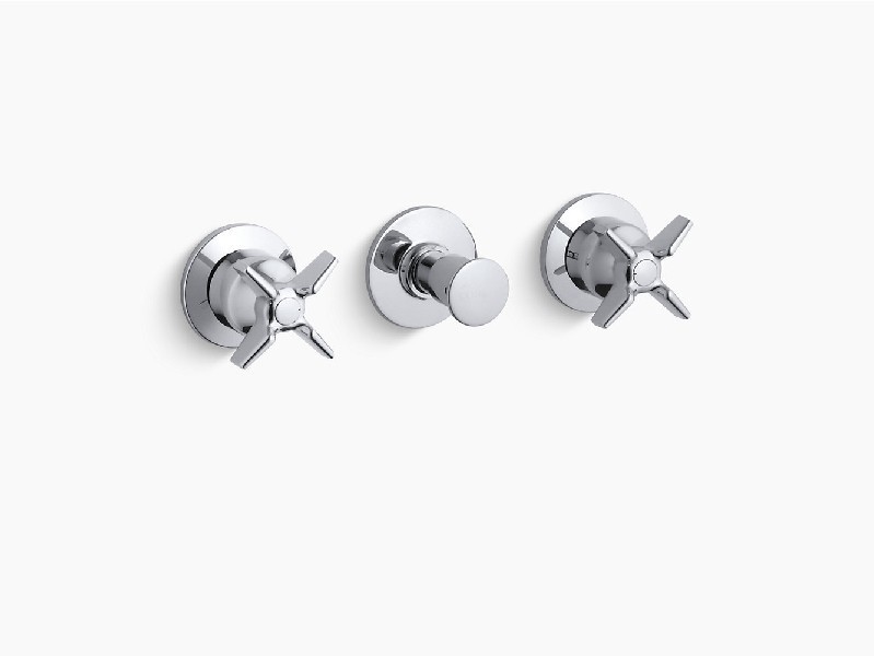 KOHLER K-T7751-3-CP TRITON 4 INCH BATH AND SHOWER TRIM SET WITH PUSH BUTTON DIVERTER AND CROSS HANDLES - POLISHED CHROME