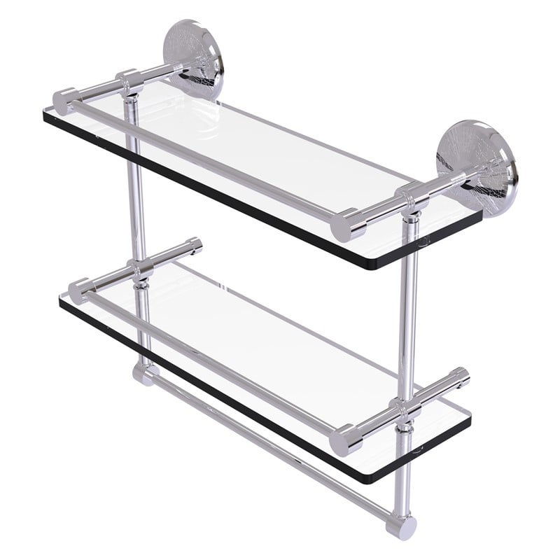 ALLIED BRASS MC-2TB/16-GAL MONTE CARLO 16 INCH GALLERY DOUBLE GLASS SHELF WITH TOWEL BAR