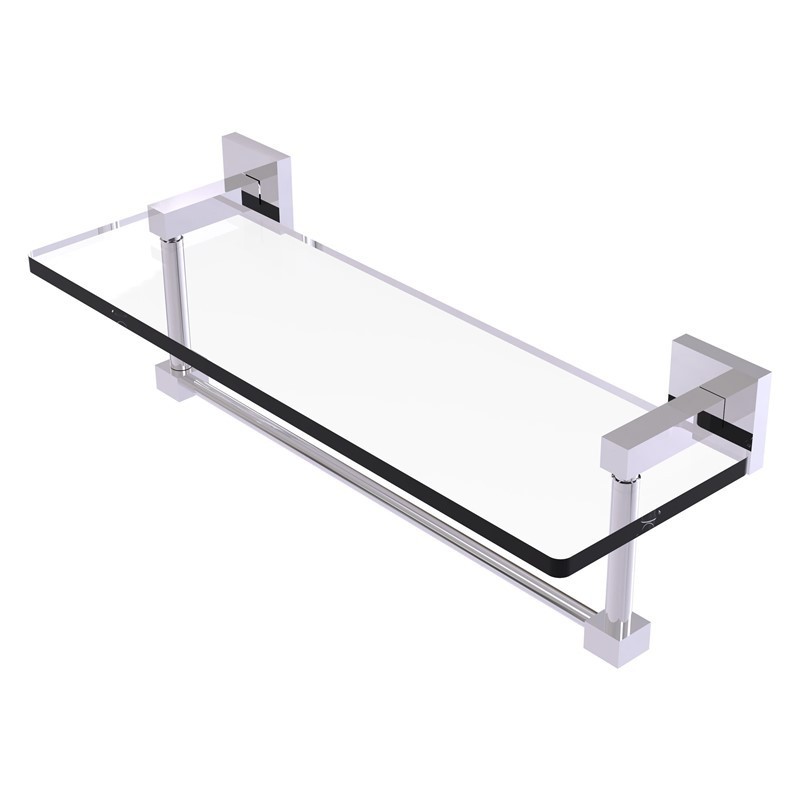 ALLIED BRASS MT-1-16TB MONTERO 16 INCH GLASS VANITY SHELF WITH INTEGRATED TOWEL BAR