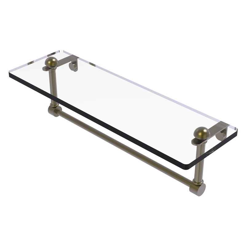 ALLIED BRASS RC-1/16TB 16 INCH GLASS VANITY SHELF WITH INTEGRATED TOWEL BAR