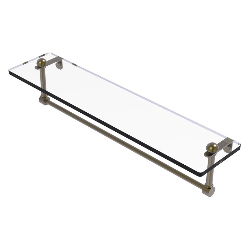 ALLIED BRASS RC-1/22TB 22 INCH GLASS VANITY SHELF WITH INTEGRATED TOWEL BAR