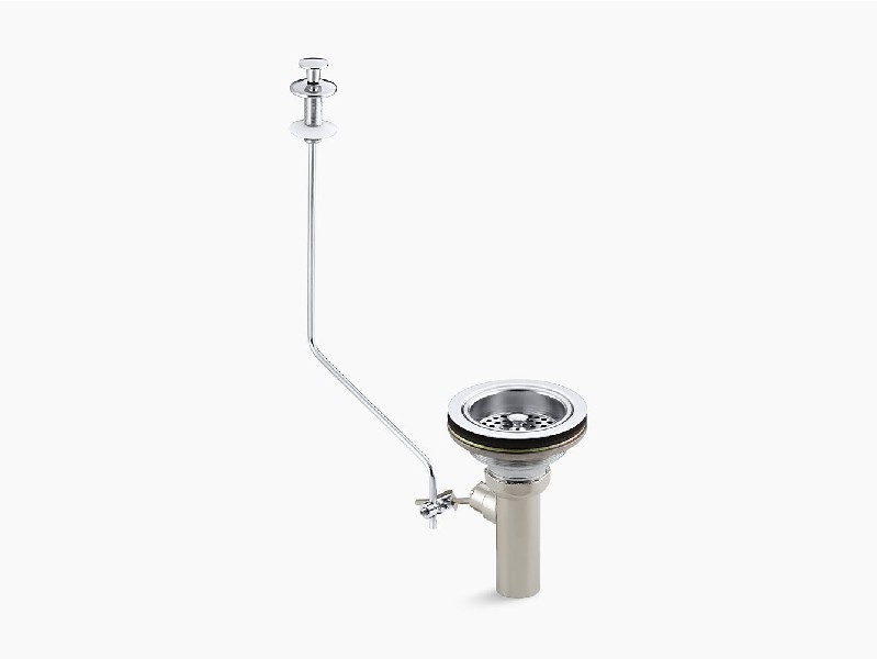 KOHLER K-8802-RL-CP DUOSTRAINER 4 1/2 INCH SINK STRAINER WITH TAILPIECE AND POP-UP DRAIN - POLISHED CHROME