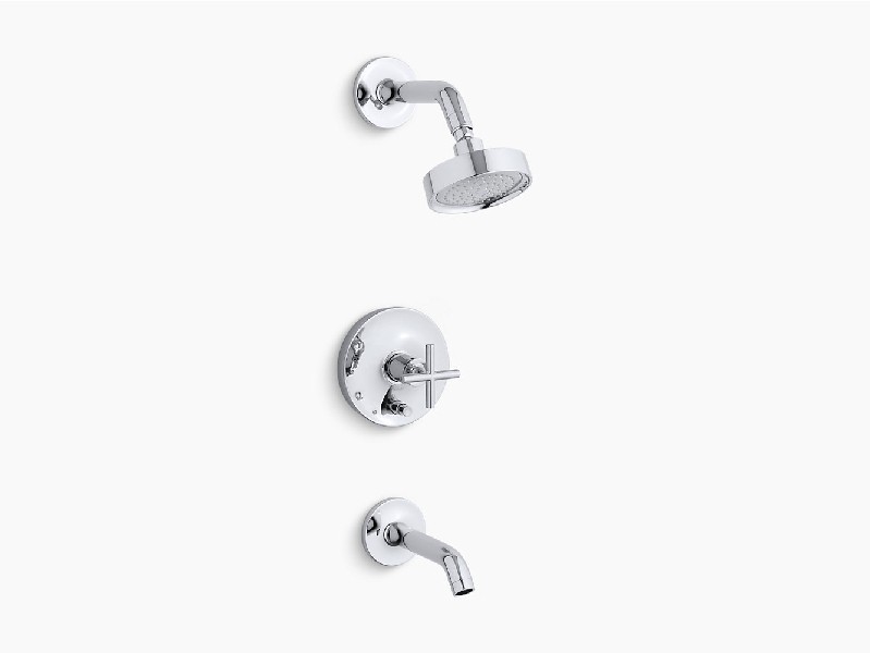 KOHLER K-T14420-3 PURIST 2.5 GPM RITE-TEMP BATH AND SHOWER TRIM WITH CROSS HANDLE AND SHOWER HEAD