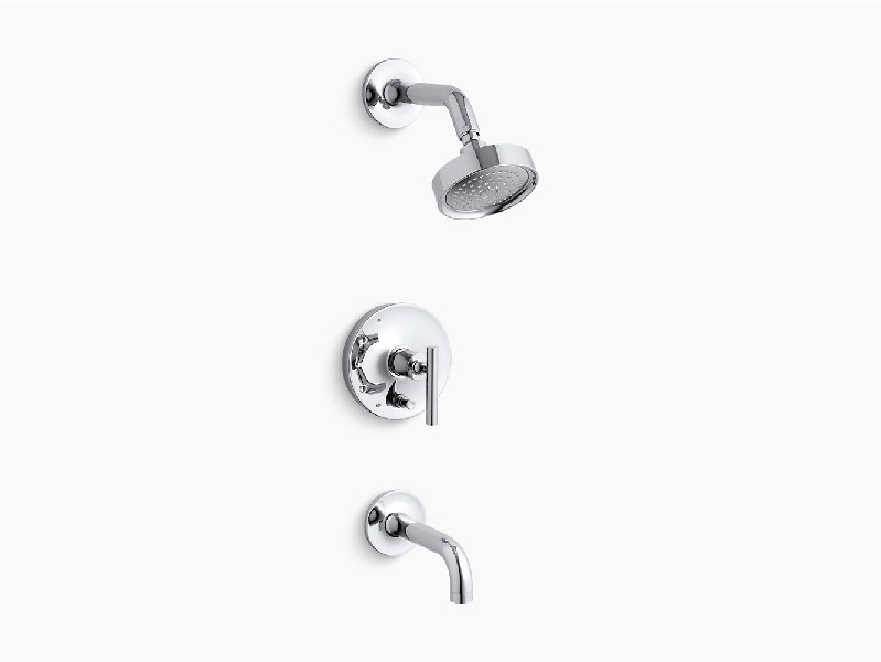 KOHLER K-T14421-4 PURIST 2.5 GPM RITE-TEMP PRESSURE BALANCING BATH AND SHOWER FAUCET TRIM WITH PUSH BUTTON DIVERTER AND LEVER HANDLE
