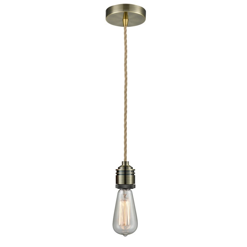 INNOVATIONS LIGHTING 100-10RE-2 WINCHESTER BARE BULB 1 LIGHT 2 INCH INCANDESCENT MINI PENDANT WITH ROPE CORD