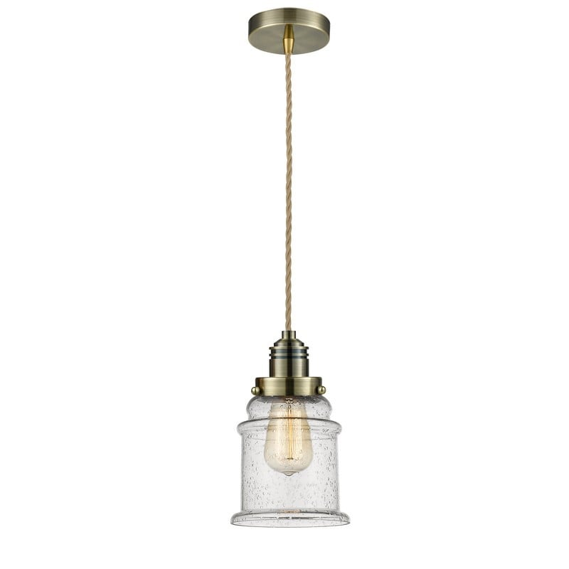 INNOVATIONS LIGHTING 100-10RE-2H WINCHESTER CANTON 1 LIGHT 8 INCH SEEDY GLASS INCANDESCENT MINI PENDANT WITH ROPE CORD