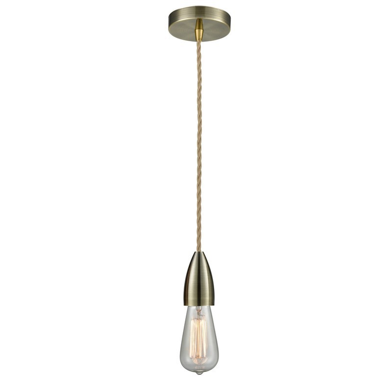 INNOVATIONS LIGHTING 100-10RE-4 FAIRCHILD BARE BULB 1 LIGHT 2 INCH INCANDESCENT MINI PENDANT WITH ROPE CORD