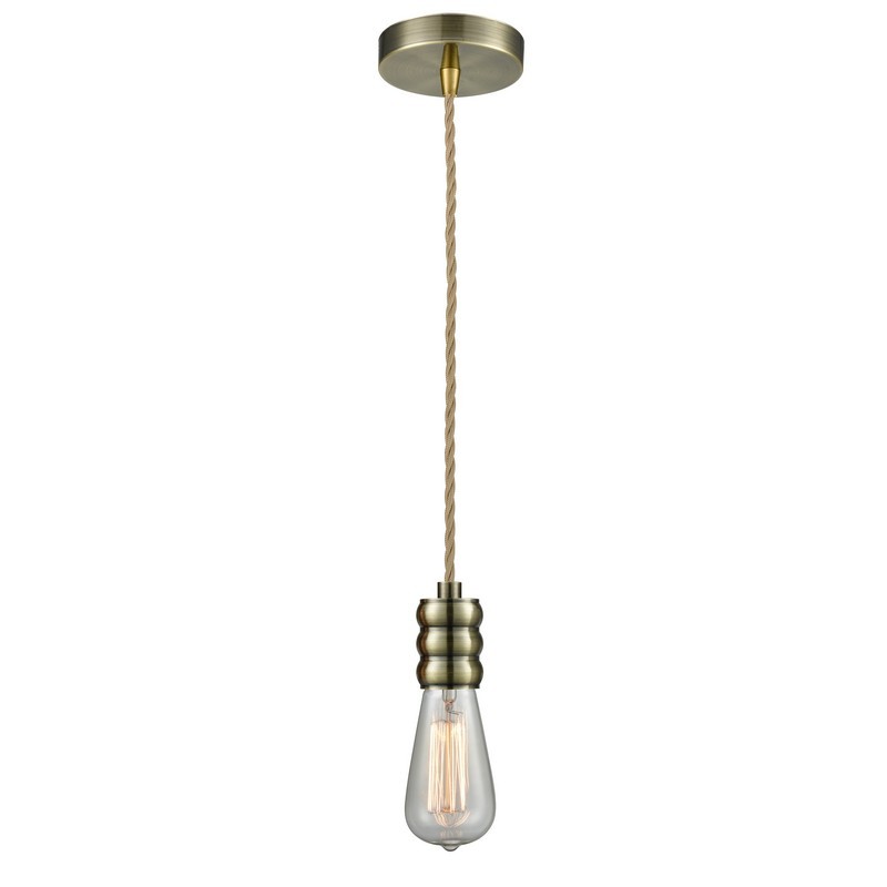 INNOVATIONS LIGHTING 100-10RE-5 GATSBY BARE BULB 1 LIGHT 1 3/4 INCH INCANDESCENT MINI PENDANT WITH ROPE CORD