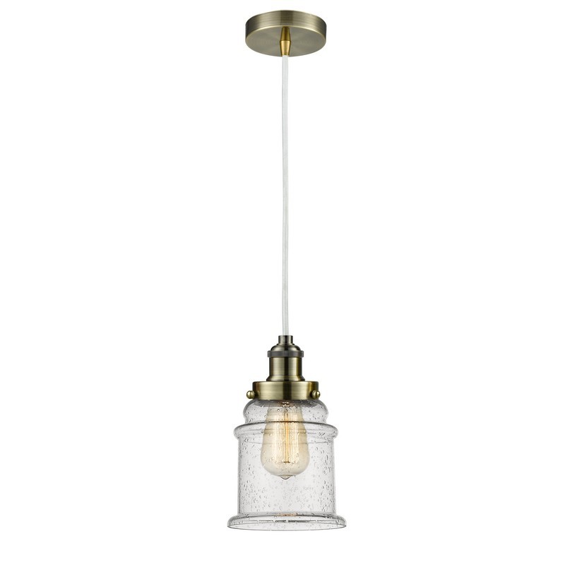 INNOVATIONS LIGHTING 100-10W-1H EDISON CANTON 1 LIGHT 8 INCH SEEDY GLASS INCANDESCENT MINI PENDANT WITH WHITE CORD