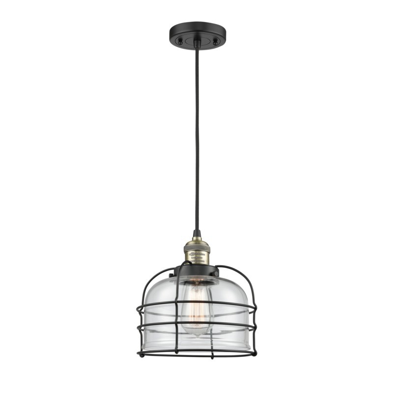 INNOVATIONS LIGHTING 201C-G72-CE FRANKLIN RESTORATION LARGE BELL CAGE 9 INCH ONE LIGHT CLEAR GLASS MINI PENDANT