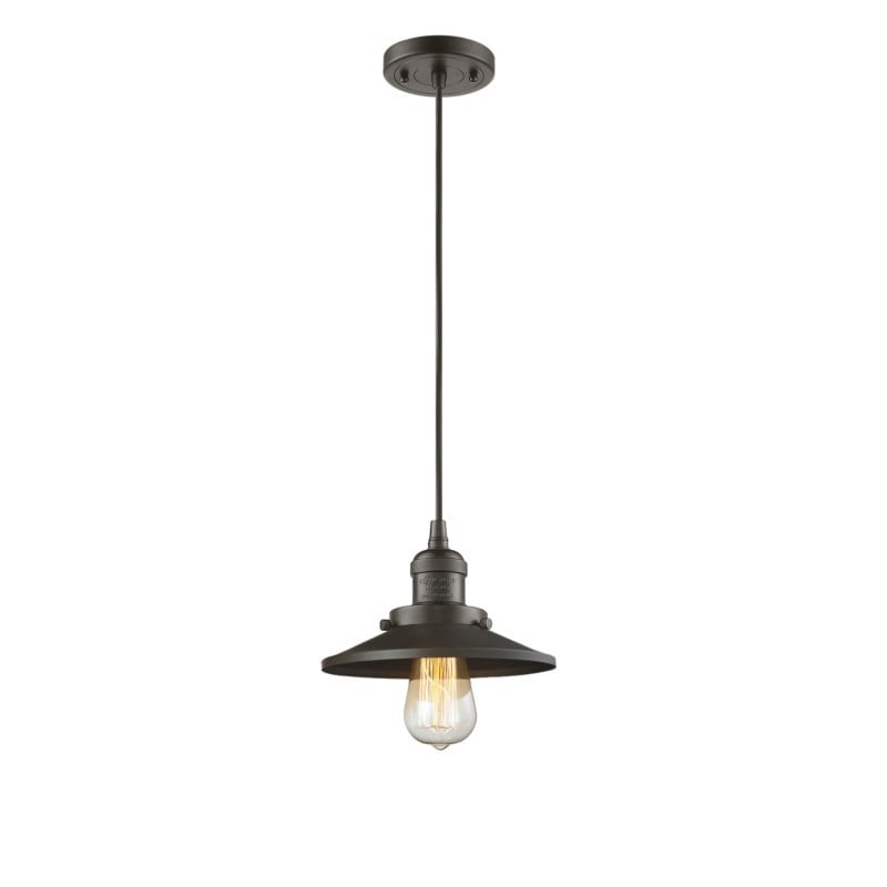 INNOVATIONS LIGHTING 201C-OB-M5 FRANKLIN RESTORATION RAILROAD 8 INCH ONE LIGHT MINI PENDANT - OIL RUBBED BRONZE