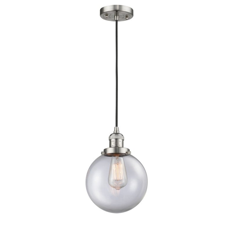 INNOVATIONS LIGHTING 201C-G202-8 FRANKLIN RESTORATION BEACON 8 INCH ONE LIGHT CLEAR GLASS MINI PENDANT