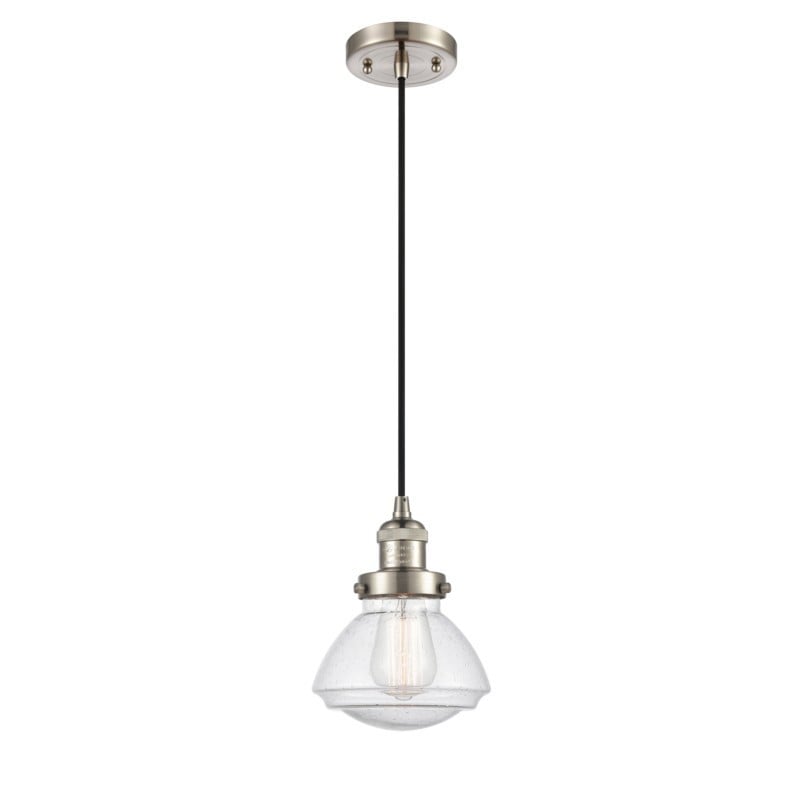 INNOVATIONS LIGHTING 201C-G324 FRANKLIN RESTORATION OLEAN 6 3/4 INCH ONE LIGHT SEEDY GLASS MINI PENDANT