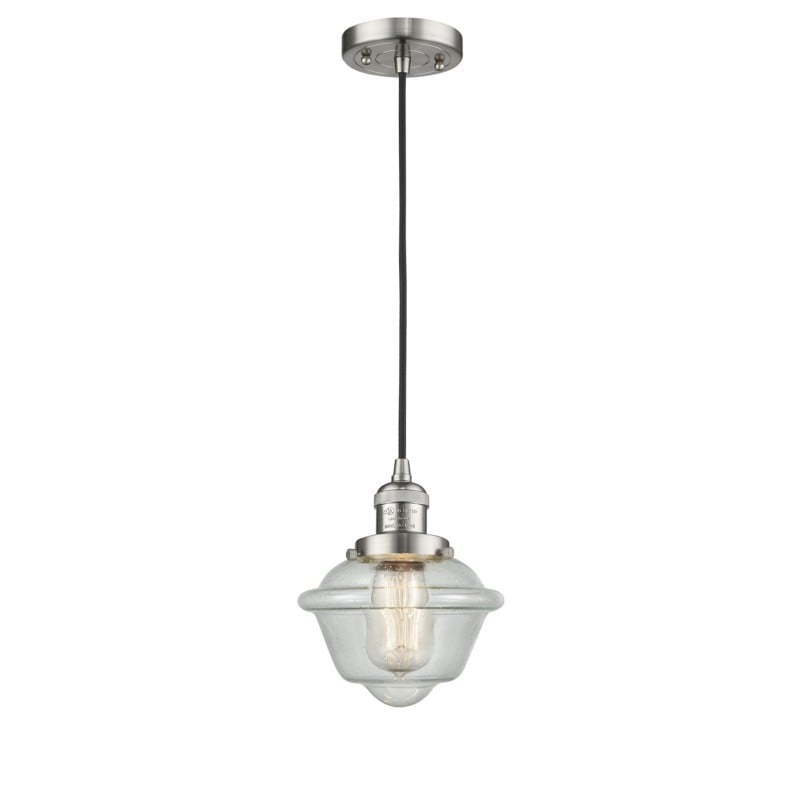 INNOVATIONS LIGHTING 201C-G534 FRANKLIN RESTORATION SMALL OXFORD 7 1/2 INCH ONE LIGHT SEEDY GLASS MINI PENDANT