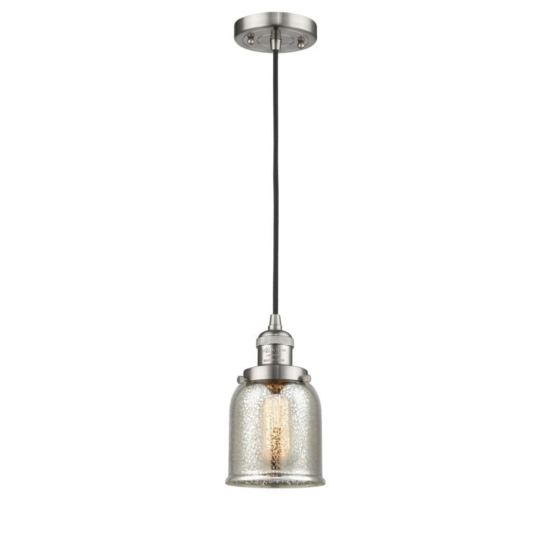 INNOVATIONS LIGHTING 201C-G58 FRANKLIN RESTORATION SMALL BELL 5 INCH ONE LIGHT SILVER MERCURY GLASS MINI PENDANT