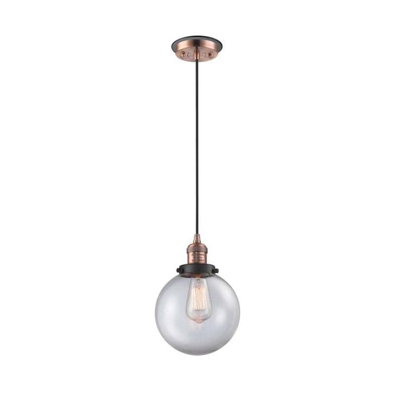 INNOVATIONS LIGHTING 201CBP-G202-8 FRANKLIN RESTORATION LARGE BEACON 1 LIGHT 8 INCH CLEAR GLASS MINI PENDANT