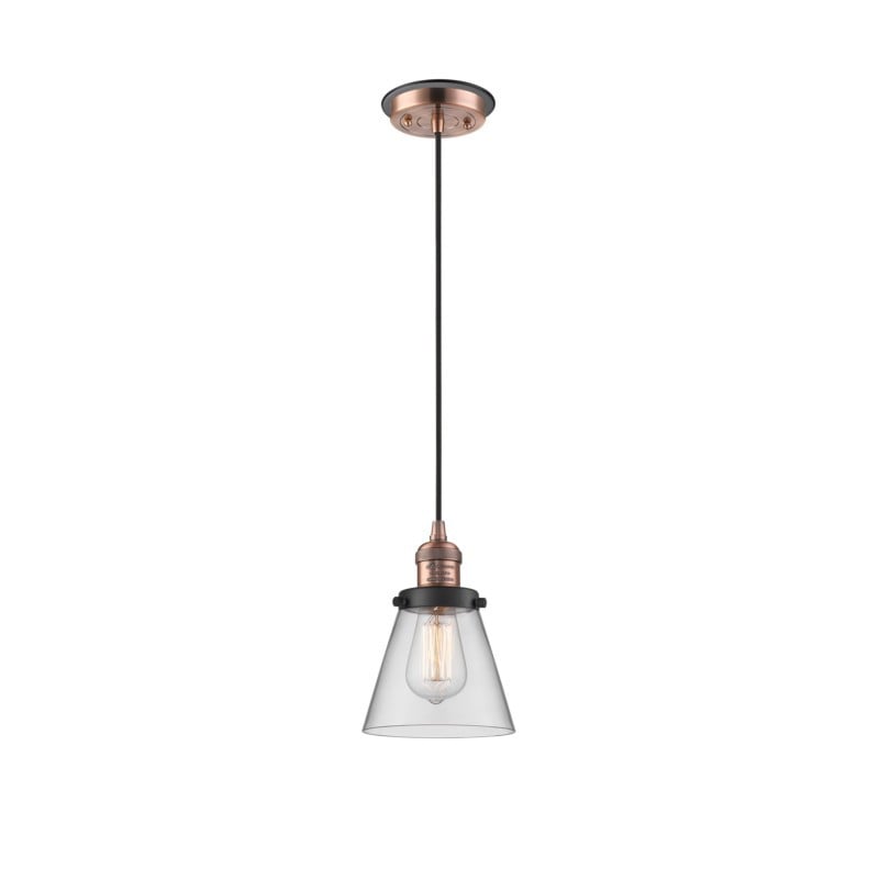 INNOVATIONS LIGHTING 201CBP-G62 FRANKLIN RESTORATION SMALL CONE 1 LIGHT 6 INCH CLEAR GLASS MINI PENDANT