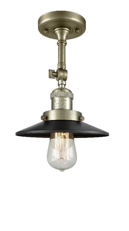 INNOVATIONS LIGHTING 201F-M6 FRANKLIN RESTORATION RAILROAD 8 INCH ONE LIGHT METAL SHADE SEMI-FLUSH MOUNT LIGHT