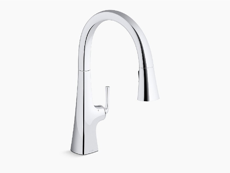 KOHLER K-22068 GRAZE 17 7/8 INCH SINGLE HOLE DECK MOUNT PULL-DOWN TOUCHLESS KITCHEN FAUCET WITH LEVER HANDLE