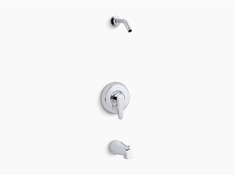 KOHLER K-TLS98007-4 JULY 2.5 GPM RITE-TEMP BATH AND SHOWER VALVE TRIM WITH LEVER HANDLE AND SLIP FIT SPOUT, LESS SHOWER HEAD