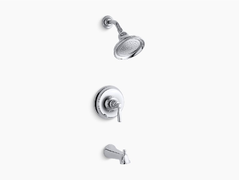 KOHLER K-TS10582-4 BANCROFT 2.5 GPM RITE-TEMP BATH AND SHOWER VALVE TRIM WITH LEVER HANDLE, SLIP-FIT SPOUT AND SHOWER HEAD