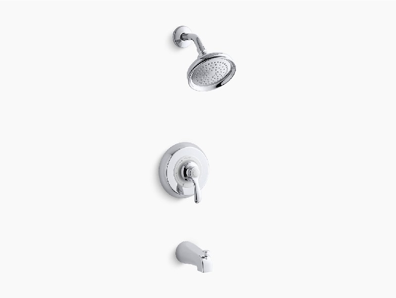 KOHLER K-TS12007-4S FAIRFAX 2.5 GPM RITE-TEMP BATH AND SHOWER VALVE TRIM WITH LEVER HANDLE, SLIP-FIT SPOUT AND SHOWER HEAD
