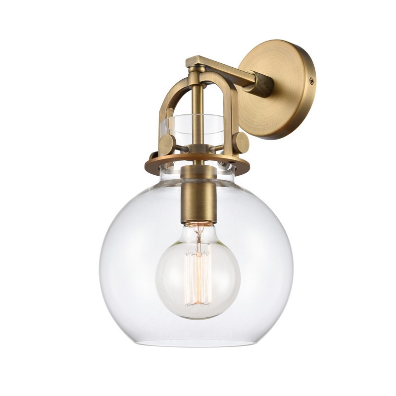 INNOVATIONS LIGHTING 410-1W-8CL RESTORATION NEWTON 8 INCH 1 LIGHT CLEAR GLASS SPHERE SHAPE WALL SCONCE