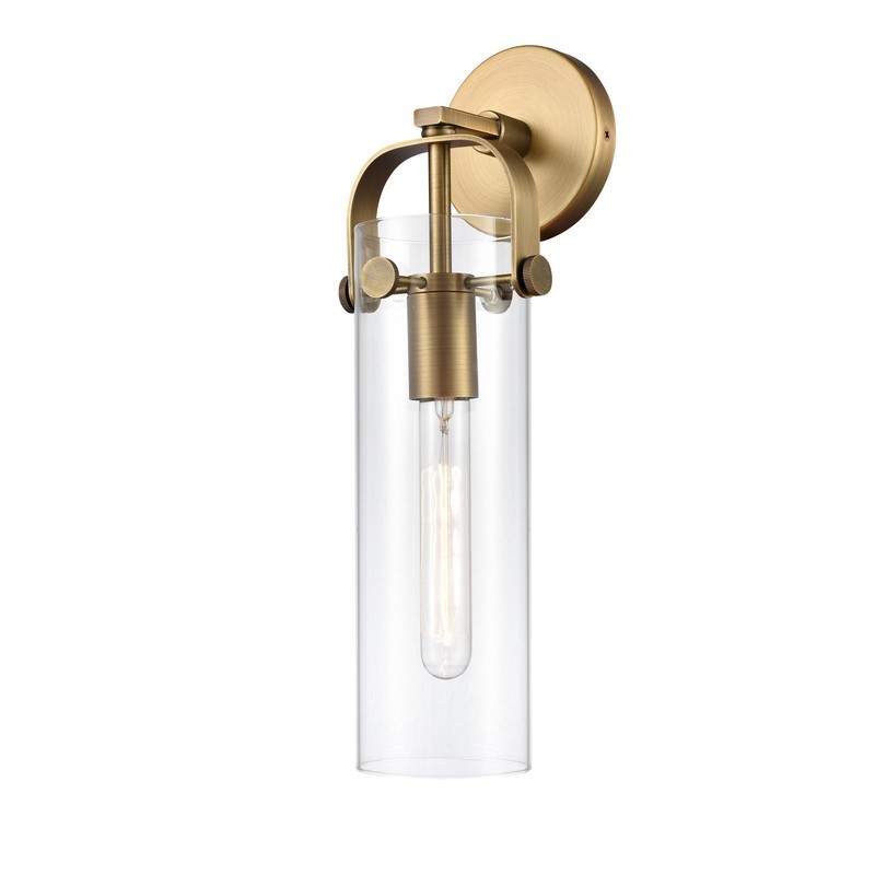 INNOVATIONS LIGHTING 413-1W-4CL-LED RESTORATION PILASTER 4 7/8 INCH 1 LIGHT CLEAR GLASS CYLINDER SHAPE WALL SCONCE WITH LED BULB OPTION