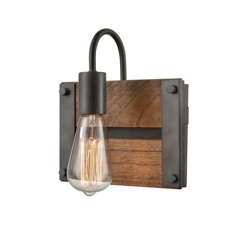 INNOVATIONS LIGHTING 435-1W-AG AUSTIN 1 LIGHT 8 1/2 INCH WOODEN SLAT WALL SCONCE - AGED GUN METAL