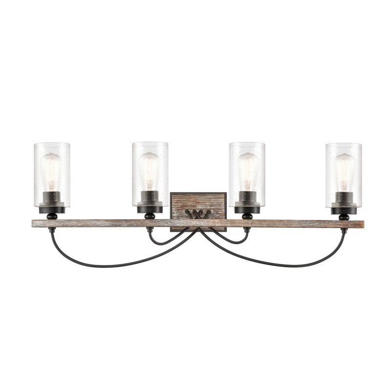 INNOVATIONS LIGHTING 442-4W-BK-G4424 PALADIN 34 5/8 INCH 4 LIGHT WALL MOUNT BATH VANITY LIGHT IN MATTE BLACK