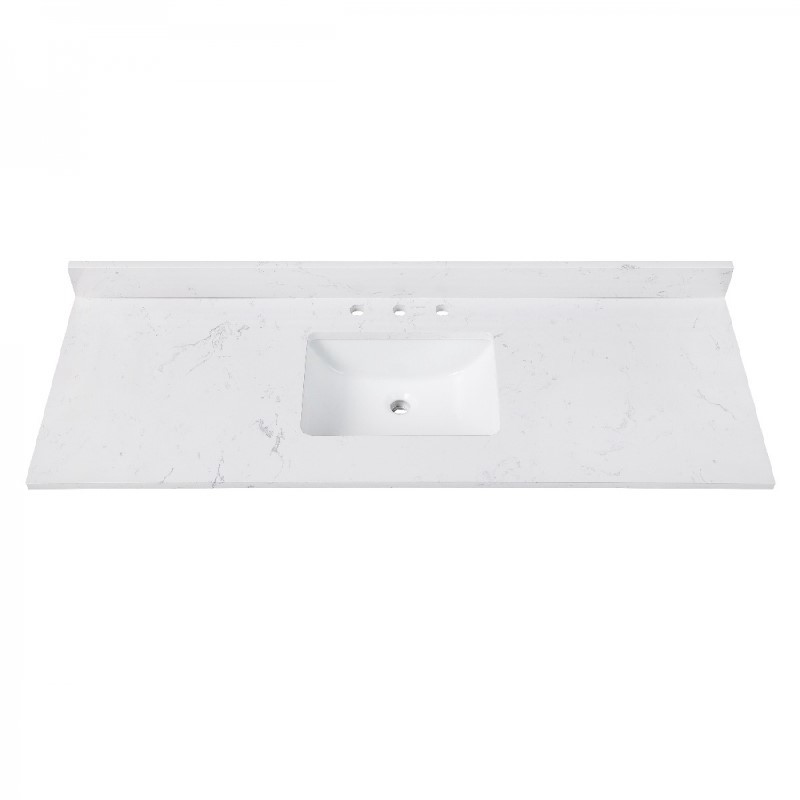 AVANITY EUT61CW-1RS 61 INCH CALA WHITE ENGINEERED STONE TOP WITH SINGLE RECTANGULAR UNDERMOUNT SINK