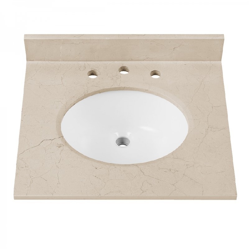 AVANITY SUT25CM 25 INCH STONE TOP WITH SINGLE OVAL SINK CUTOUT - CREMA MARFIL MARBLE