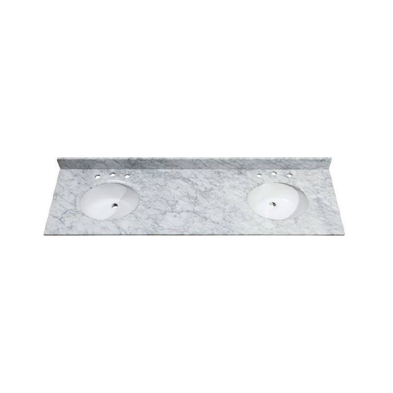 AVANITY SUT73CW 73 INCH MARBLE TOP WITH DOUBLE OVAL SINK CUTOUT - NATURAL CARRERA WHITE MARBLE