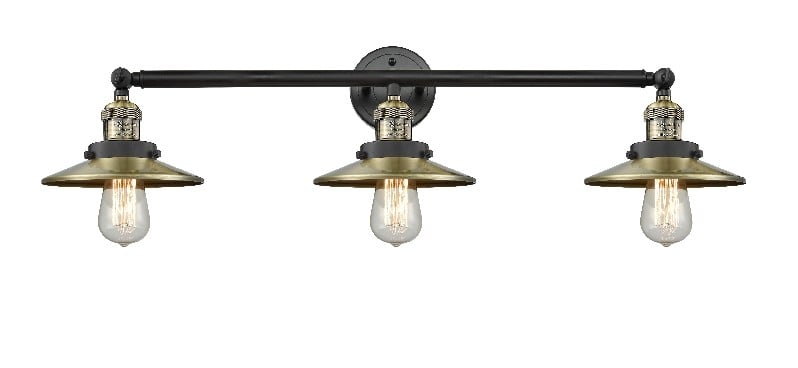 INNOVATIONS LIGHTING 205-M4 FRANKLIN RESTORATION RAILROAD 3 LIGHT 32 INCH METAL SHADE VANITY LIGHT