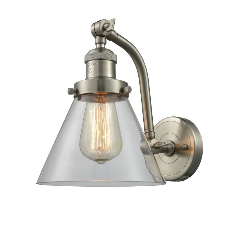 INNOVATIONS LIGHTING 515-1W-G42 FRANKLIN RESTORATION LARGE CONE 8 INCH ONE LIGHT UP AND DOWN CLEAR GLASS WALL SCONCE